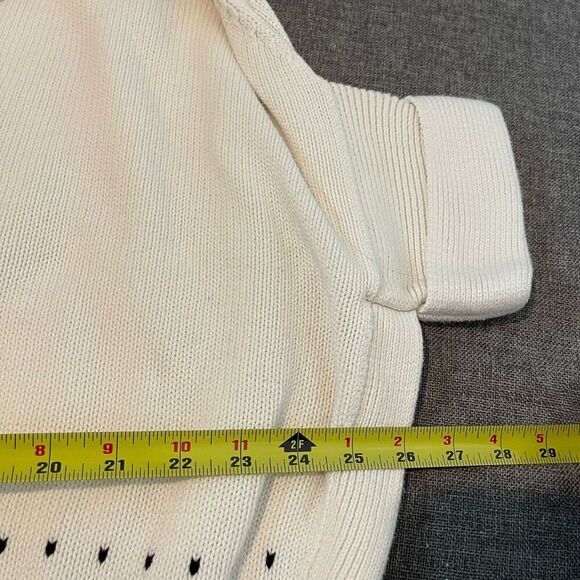 Talbots Poncho Sweater Womens MIvory Full Zip Knit Cotton Geomteric nordic style - Picture 8 of 10